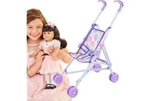 Pretend Play Doll Stroller | Realistic Play Stroller for Kids - Doll Pram Pretend Dress Up Game Accessories for Vacation Holi