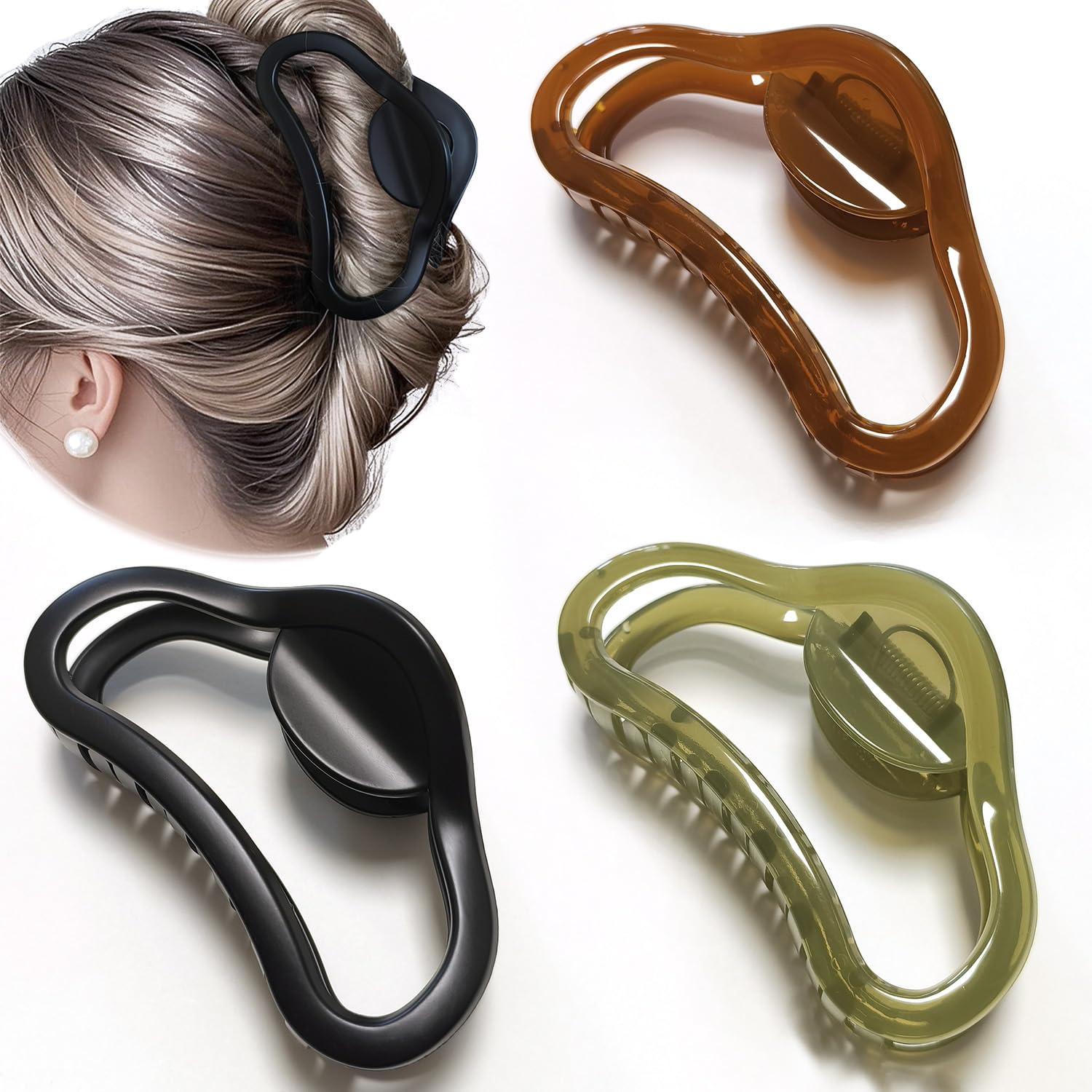 Photo 1 of Markuii 4 Inch Hair Claw Clips Large Matte & Glossy No Slip Unbreakable Big Claw Clip for Women Thick Curly Long Hair, 3 Pack