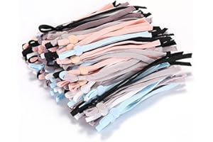 HOLLOSPORT 120PCS 6 Colors Face Mask Adjustable Ear Loops, 1/4 Inch x 4.33 Inches Soft Elastic Cords Bands Straps Ear String Earloop Ties with Cord Adjuster for Sewing, Newborn Puppy Collars for Litter