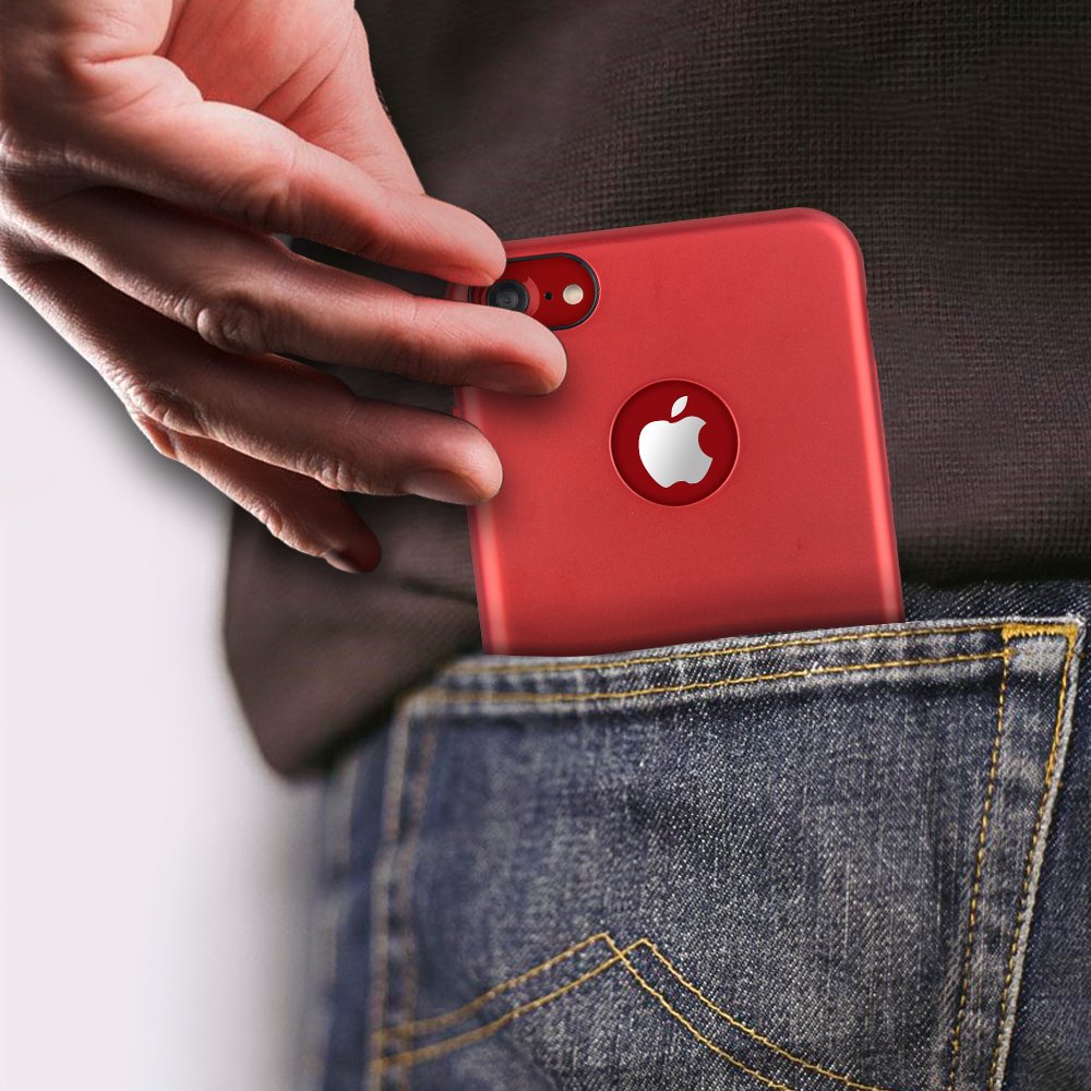 iPhone 7 / 7Plus Case, MeanLove Pro Elegent Ultra Slim Hard Case Cover for Apple iPhone 7 / 7PLus (Metal Plate Inside for Magnetic Car Mount) (Red, For iPhone 7)