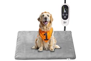 Jazzy Fuzzy Pet Heating Pad, 6 Adjustable Temperature Indoor Heated Pad with Timer, for Cats and Dog with Chew Resistant Cord (M: 28" x 16")