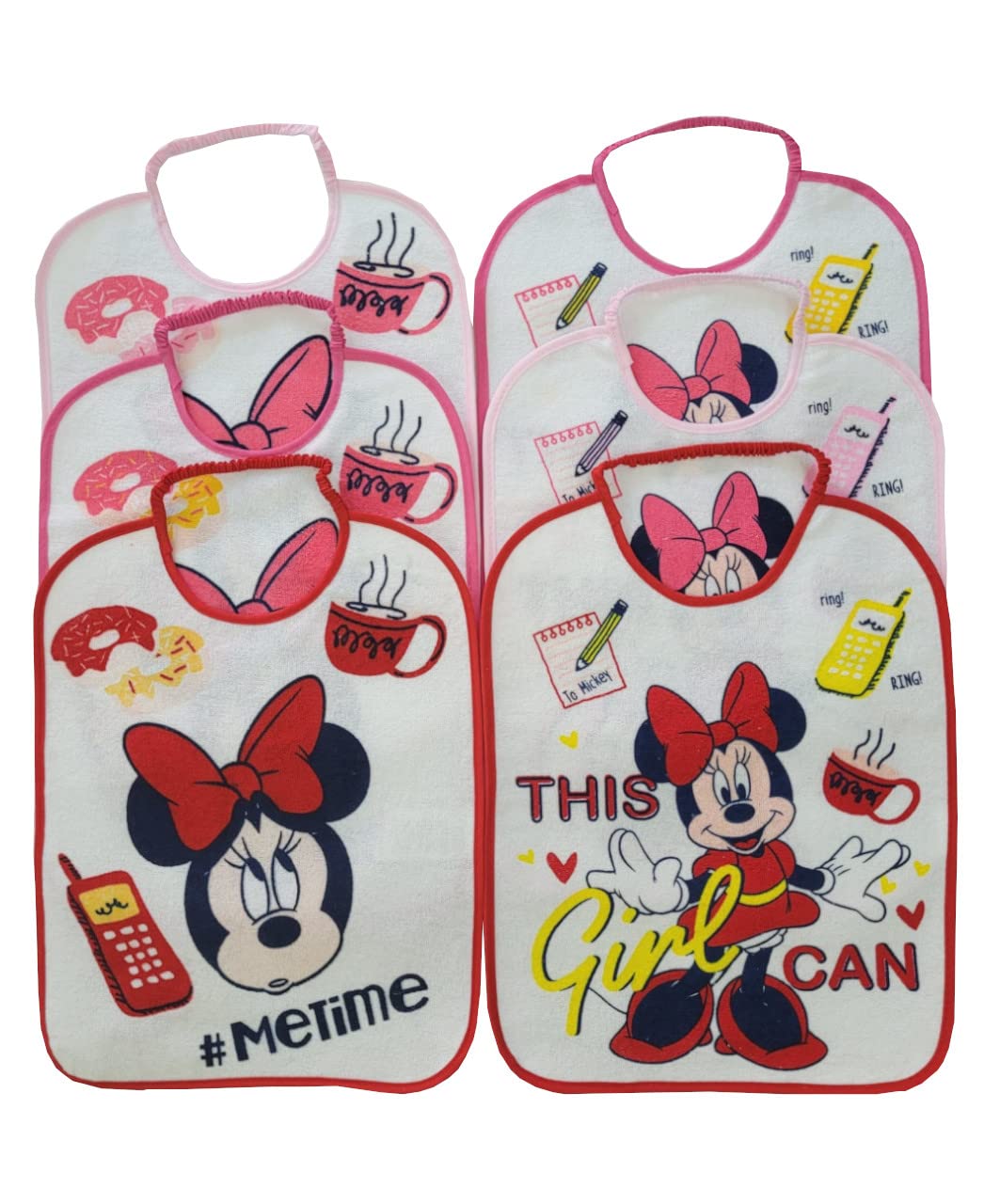 Set of 6 Large Sponge Bibs Different Characters for Kindergarten Plastic with Elastic Assorted Models for Sissy (ASSORTED WD 9605 2020 BIS, 36.5cm x 28cm), assorted