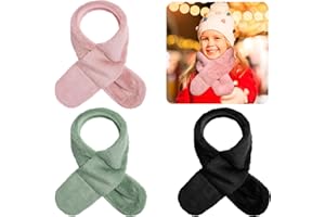 SATINIOR 3 Pieces Kids Winter Scarf Fleece Collar Scarf Adjustable Toddler Neck Warmer for Baby Boys Girls(Black, Pink, Green)