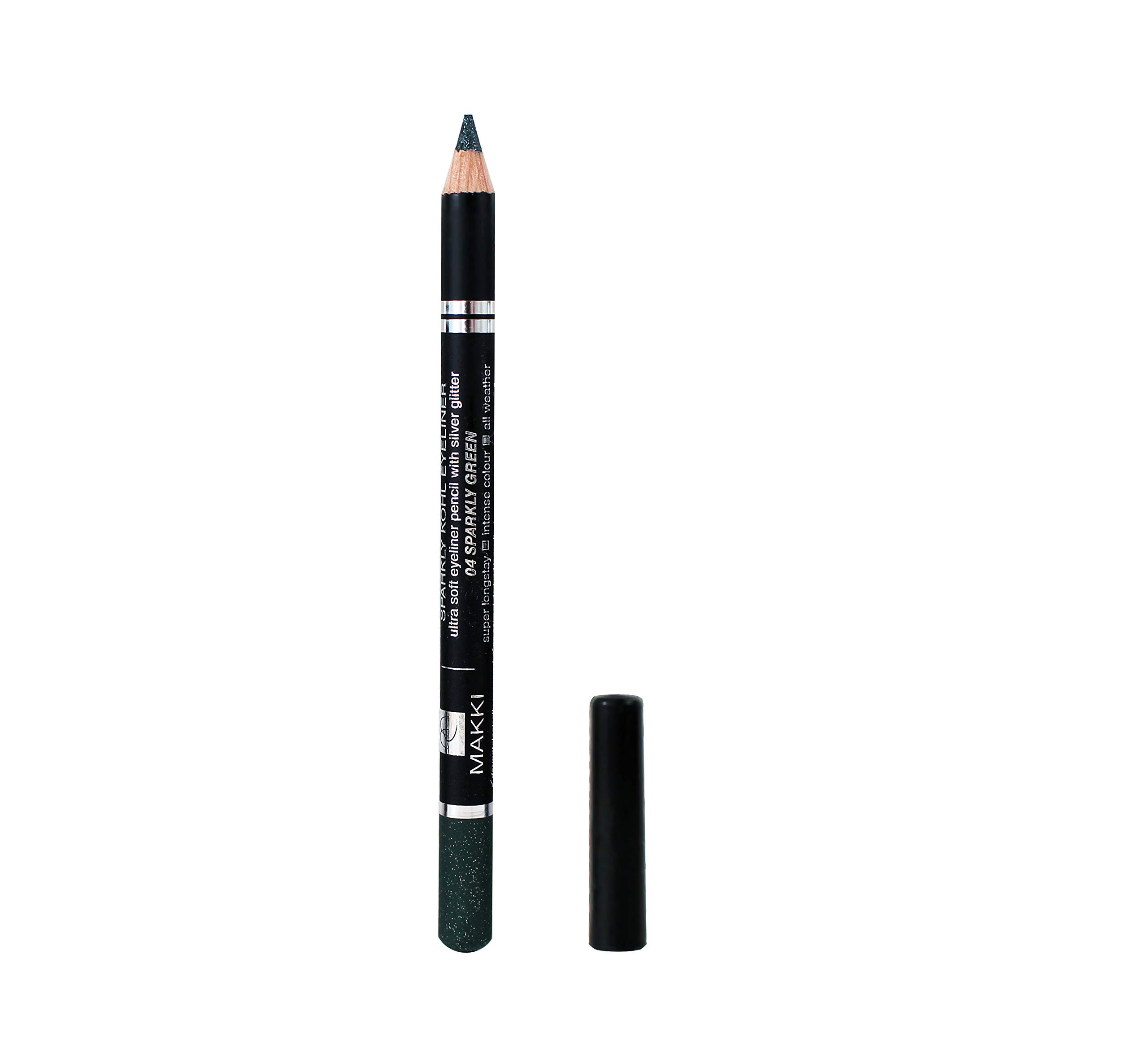 Sparkly Green Eyeliner Pencil Sparkling Colour Shade 04 with silver glitter Shimmery Eye liner