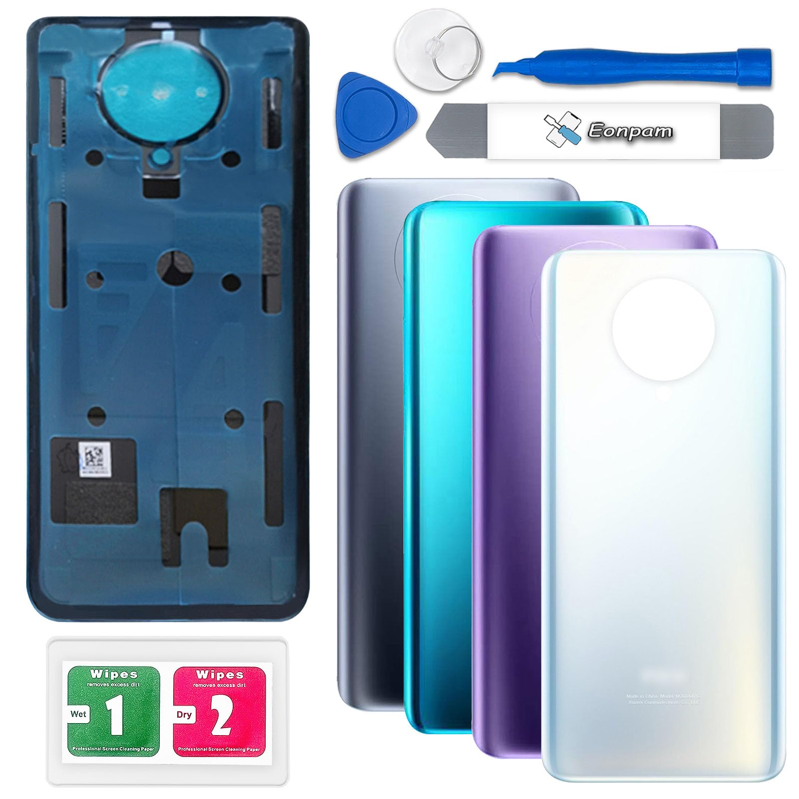 Eonpam Back Cover Glass for Xiaomi Poco F2 Pro Rear Glass Replacement with Repair Kit Genuine Rear Housing (White)