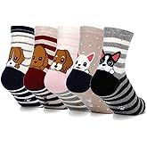 DOBIKULU Womens Grils Cute Animal Socks, Dog Cat Socks, Novelty Funny Crew Sock, Animal Gifts for Women Dog and Cat Lovers