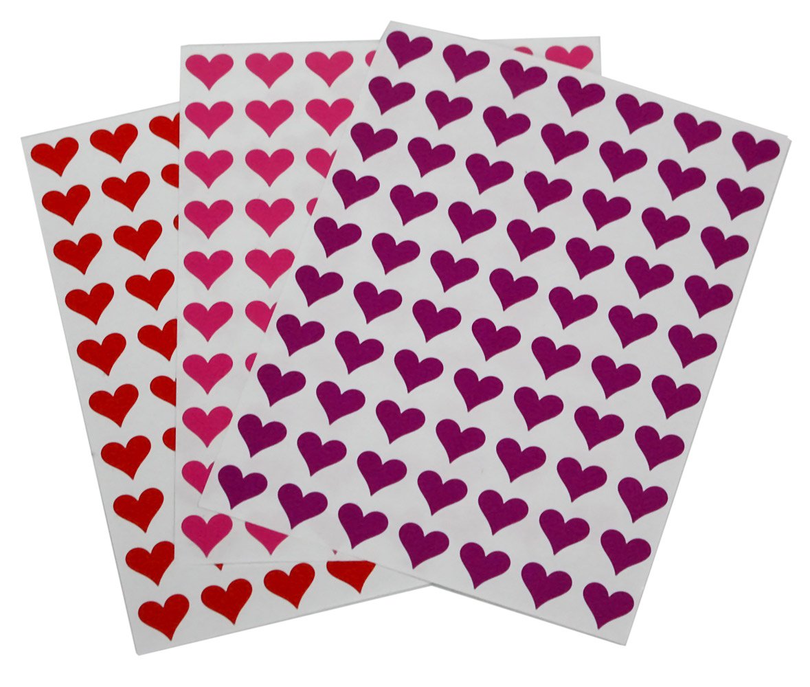 Royal Green Heart Label StickeEnvelope Seal Stickers in Pink, Purple and Red 1/2" (0.5 inch) 13mm - 840 Pack