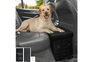 GJEASE Car Back Seat Extender for Large Dogs up to 200lbs,Dog Car Back & Front Seat Extender with Storage,Pets Can to Have The Whole Front/Back Seat to Stretch Out and Nap On Trips