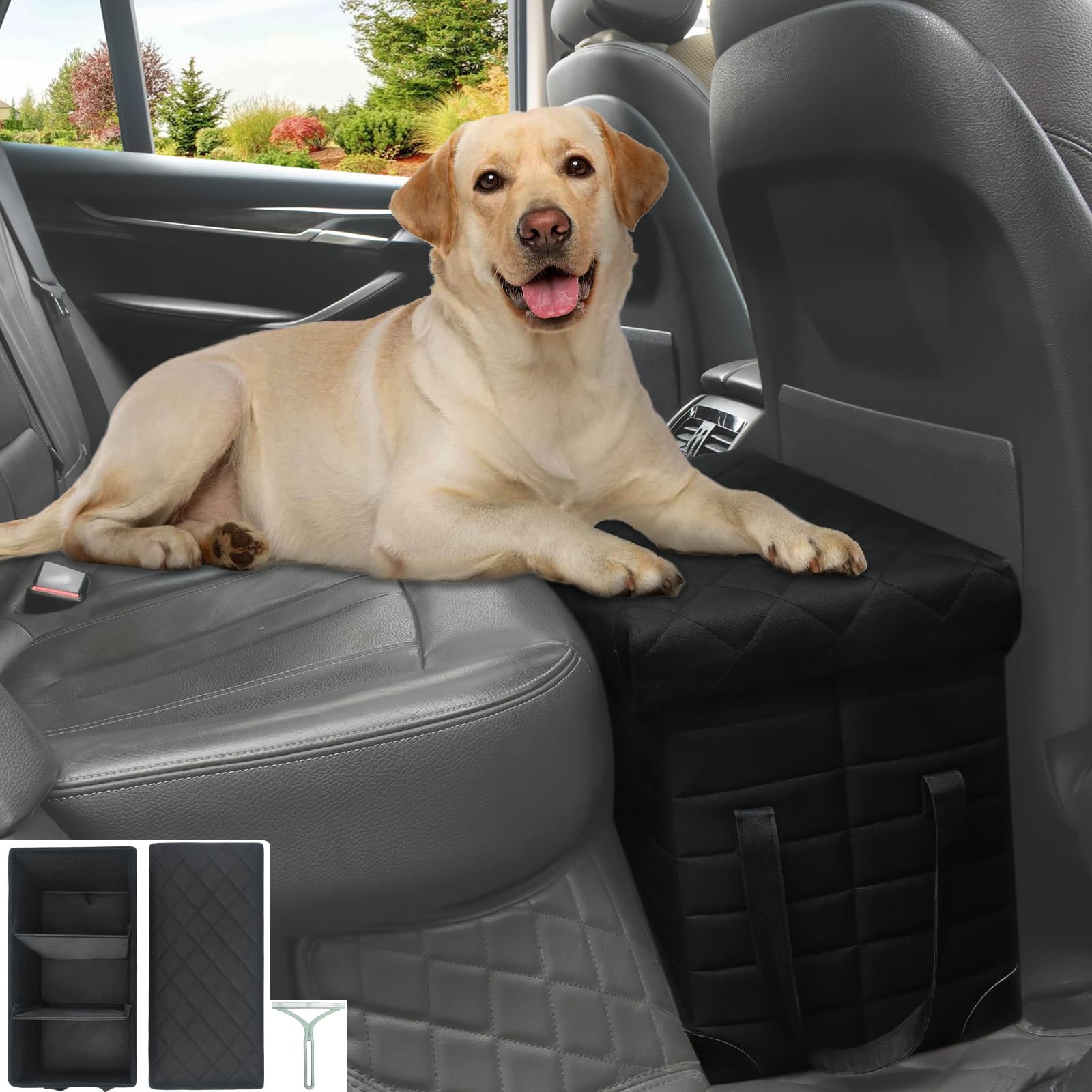 Photo 1 of GJEASE Car Back Seat Extender for Large Dogs up to 200lbs,Dog Car Back & Front Seat Extender with Storage,Pets Can to Have The Whole Front/Back Seat to Stretch Out and Nap On Trips
