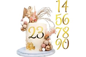 HAZYORE Large Acrylic Cake Numbers Topper, 3.5 inch 0-9 Numbers Happy Birthday Cake Topper Gold Acrylic Wedding Party Cupcake Toppers for Birthday Party Wedding Anniversary Decorations