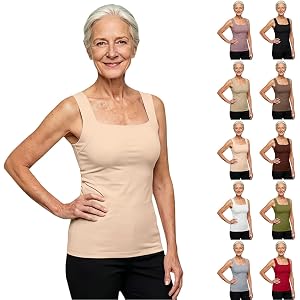 Tank Tops With Built In Bras For Older Women Wide Strap Shaping Camisole Soft Smoothing Cami Shelf Bra Tanktops
