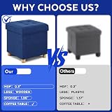 BRIAN & DANY Folding Ottoman Storage Box with Wood Legs Navy 38cm view 4