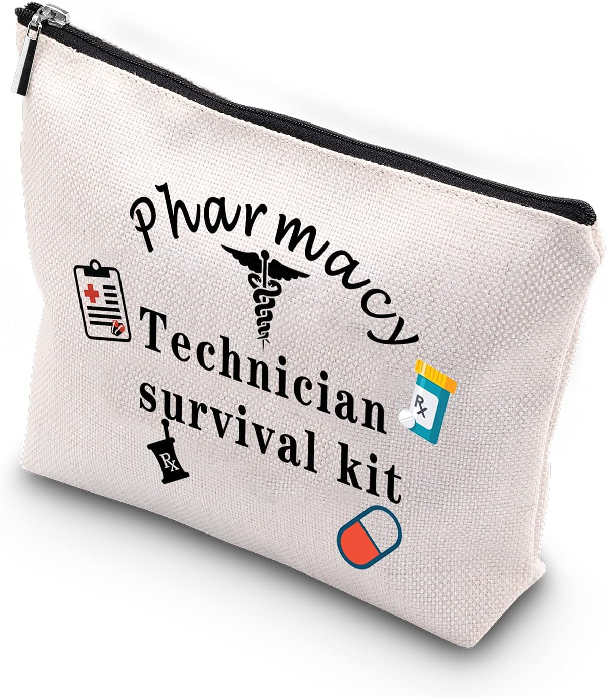 WCGXKO Pharmacy Technician Survival Kit Funny Zipper Pouch Makeup Bag