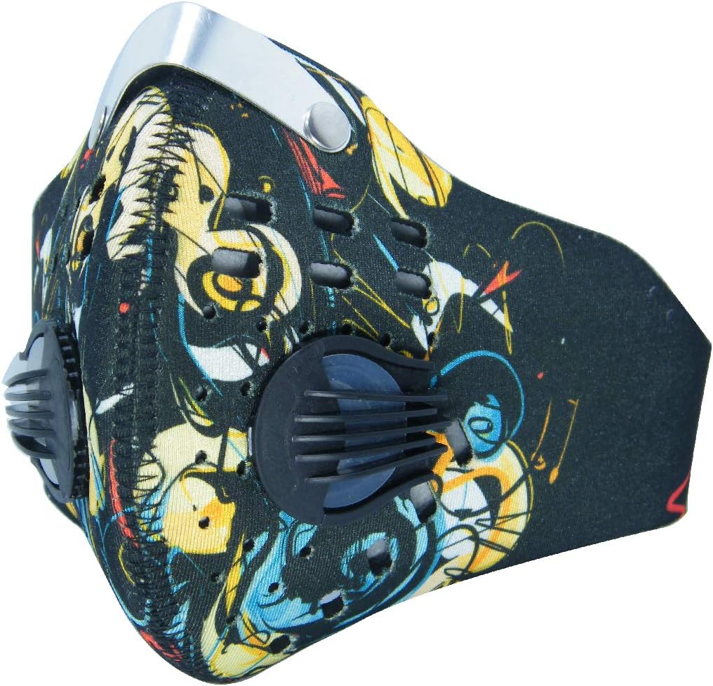 Dustproof Mask Activated Carbon Filtration Exhaust Gas Anti Pollen Allergy PM2.5 N99 Face Mask for Running Cycling and Other Outdoor Activities (Musical)