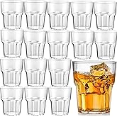 CEZOOWYEX 16 Pack 8 oz Plastic Drinking Glasses, BPA Free Unbreakable Juice Cups, Stackable Clear Beverages Iced Hot Tea Glassware for Cocktail, Soda Beer Tumbler Cup Dishwasher Safe