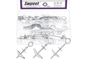 Swpeet 18 Set M4 M5 M6 Eye Bolt Toggle Bolts and Wing Nut Kit with Hex Nuts, Washers Assortment Kit, Heavy Duty Butterfly Tog