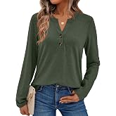 AUTOMET Women's Long Sleeve Shirts 2026 Fall Outfits Dressy Casual Tops | Henley Cute Womens Blouses, Winter Fall Fashion Clothes, Business Casual Work Trendy Tops for Women, Teacher School Outfits