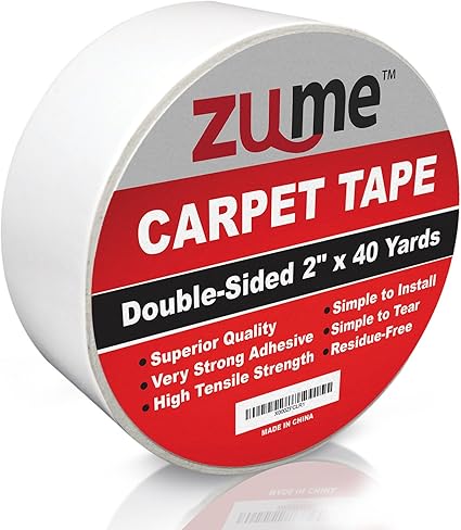 Amazon Com Double Sided Carpet Tape By Zume 2 X40 Yards Indoor Adhesive Carpet Edge Binding Tape Removable Carpet Mat Rug Tape Heavy Duty Tape For Any Type Of Floor Or Carpet No Residue Home