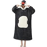 Blanket Hoodie Panda Wearable Blanket Long Pullover Unisex Adult Animal Oversized Sweatshirt with Sleeves Oversized Women Men