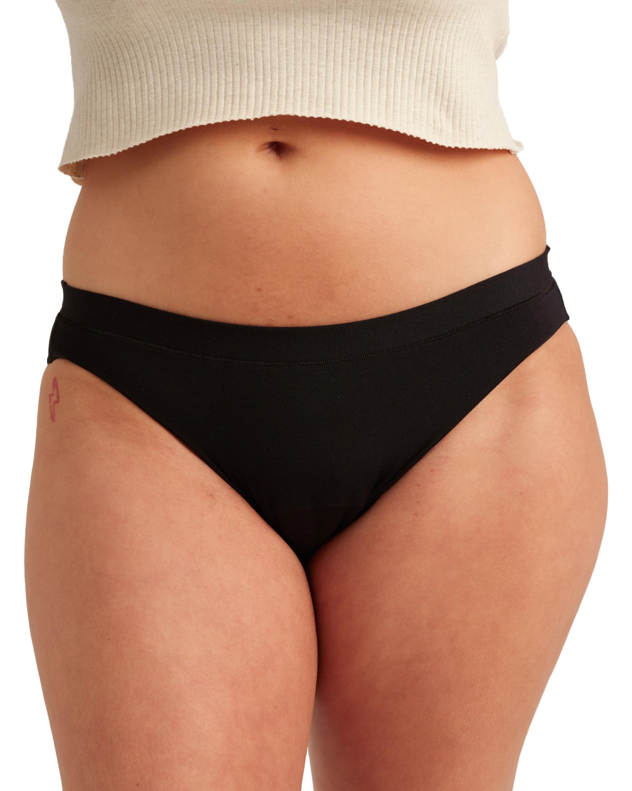 Photo 1 of saalt Comfort Modal Bikini Period Underwear - Regular Absorbency - Comfortable, Thin, and Keeps You Dry from All Leaks (Small, Volcanic Black)