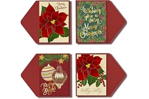 Loveinside Greeting Card for Christmas to Show Love, Christmas Card with Envelope - 5 x 7 Inches, 12pcs - Berry Flower