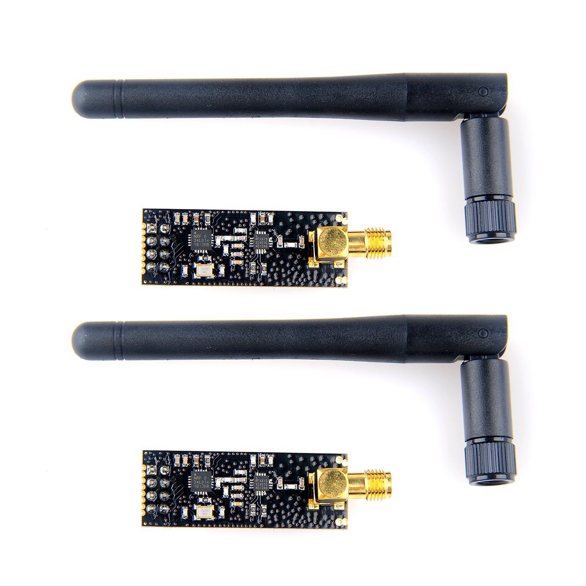 MakerFocus 2pcs NRF24L01 + PA + LNA Transceptor inalámbrico Transceptor RF Módulo 2.4G 1100m con antena en espuma anties