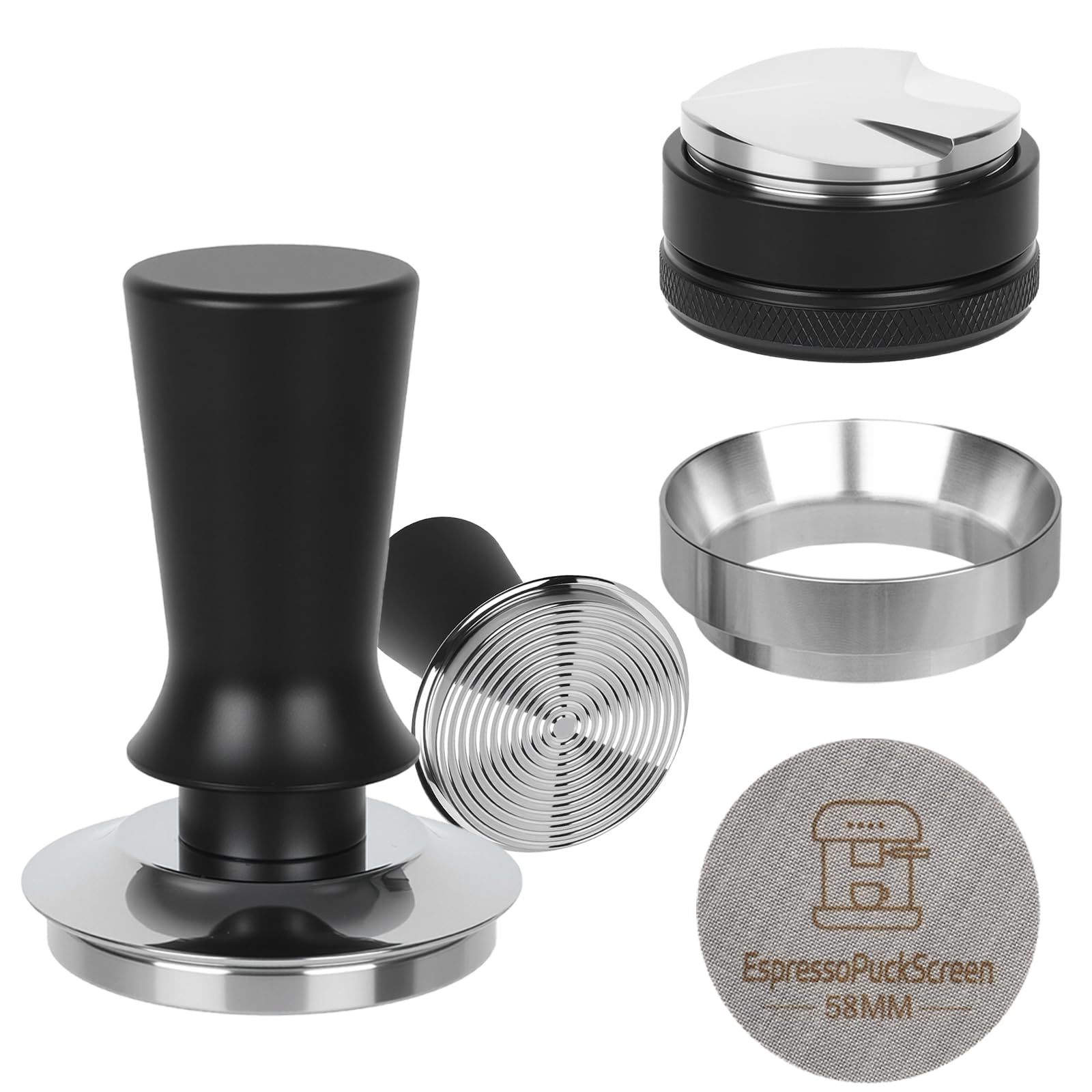 Photo 1 of **MISSING ONE PIECE**
58mm Espresso Tamper Kit - Spring-loaded Coffee Tamper, Adjustable Depth Espresso Distributor Leveler, Magnetic Dosing Funnel Aluminum Metal, Reusable Puck Screen, Fit for 58mm Portafilters