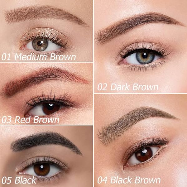 EVPCT 2PCS MEDIUM BROWN MAGIC MICROBLADING EYEBROW CONTOURING PEN PENCIL, 4 TIPPED PRECISE EYE BROW CONTOURING PEN WITH SPONGE MICRO-FORK TIPS APPLICATOR, CREATES NATURAL LOOKING BROWS EYEBROW