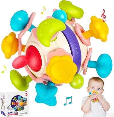 WixbFyn Multifunctional Space Teething Toy 14 Points Silicone Rattle