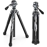 ULANZI F38 Video Travel Tripod, 61.4" Lightweight Carbon Fiber Camera Tripod with Quick Release 1/4" Screw & Video Head, for 