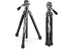 ULANZI F38 Video Travel Tripod, 61.4" Lightweight Carbon Fiber Camera Tripod with Quick Release 1/4" Screw & Video Head, for Most Cameras/DSLR/Projector, Weight 2.38lbs, Maxload 22lbs