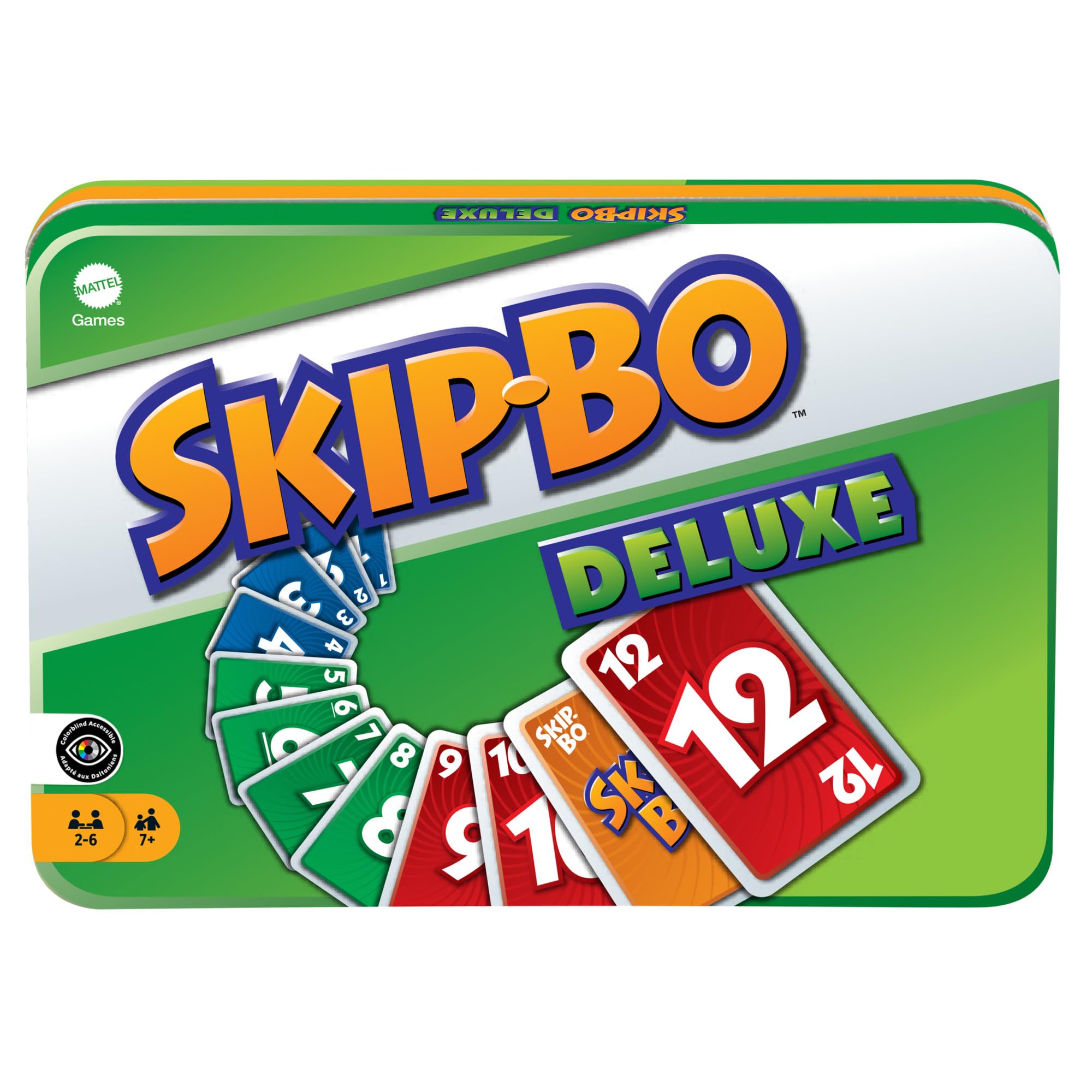 Mattel Games, SKIP Bo , tin box version, sequencying card games, strategy and fun , for ages +7 , L3671