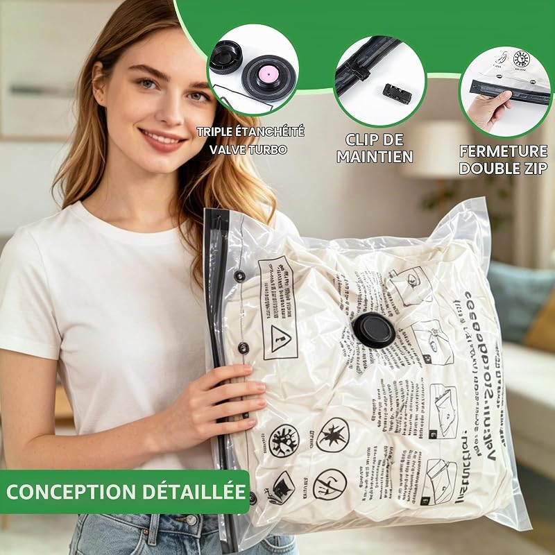 Sacs vides pour vêtements avec pompe à air électrique, 10 pièces