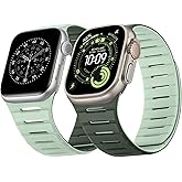 Dolstrap Double Sided Reversible Magnetic Bands Compatible with Apple Watch Band 49/46(S11/10)/45/44/42mm, Breathable Bracelet for iWatch Ultra 3/2/1 SE3-1 Series 11/10 9 8 7 6-1, Darkgreen/Lightgreen