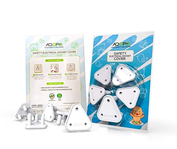 Adofo Child Proofing Electrical Socket Cover Guards (White) (Pack of 5)