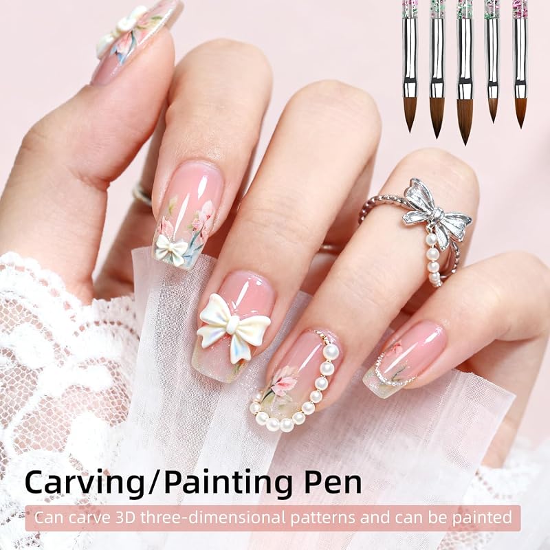 Lot de 32 pinceaux professionnels pour nail art - Stylos et outils de pointage avec support pour pinceaux à ongles - Pinceaux de manucure précis pour les débutants et les salons - Parfait pour