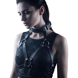 Easybliss 1 Pack Body Harness for Women, Leather Chest Harness, Black Corset Belt, Strap Harness