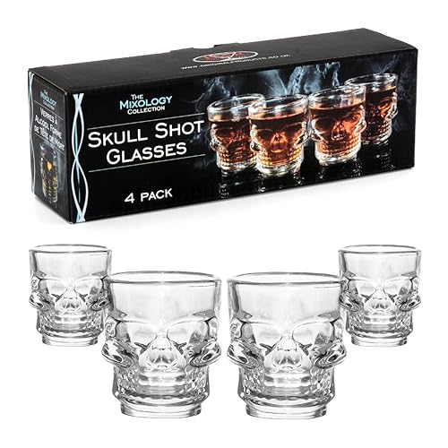Kikkerland Skull Shot Glass Set of 4, Transparent Amazon.co.uk