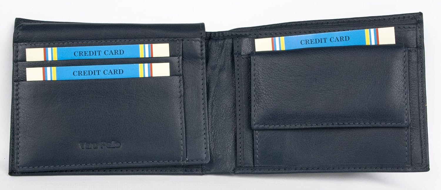 FLW Dark blue genuine leather wallet without any logos or markings - Image 3