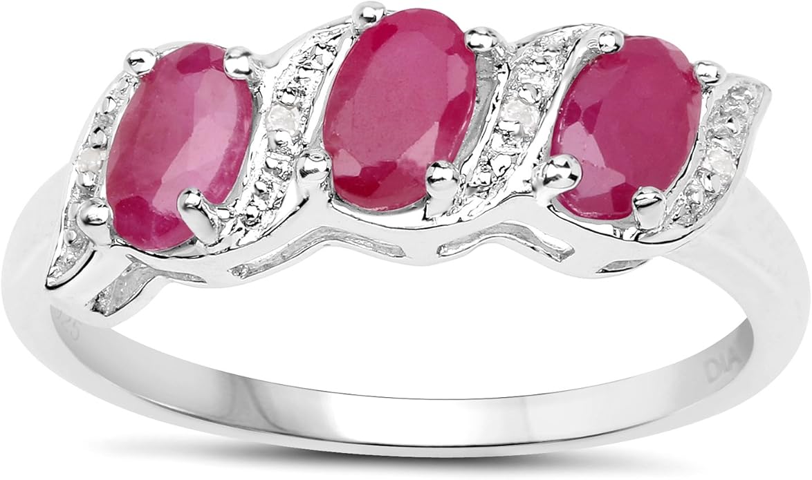 The Diamond Ring Collection: Sterling Silver Genuine Ruby & Diamond