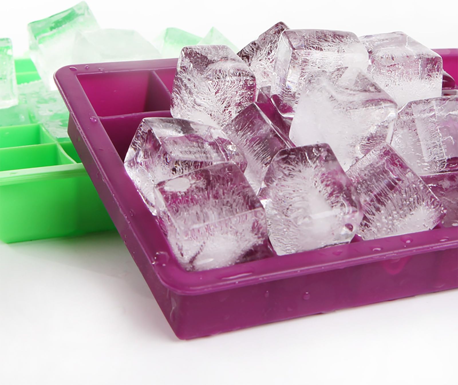 Silicone Ice Cube Tray Molds, Pack of 2, LFGB Certified and BPA Free, 20 Cavity. Fit for Make Candy, Cake and Chocolate Mold, 20 Cavity,(blue purple colors)