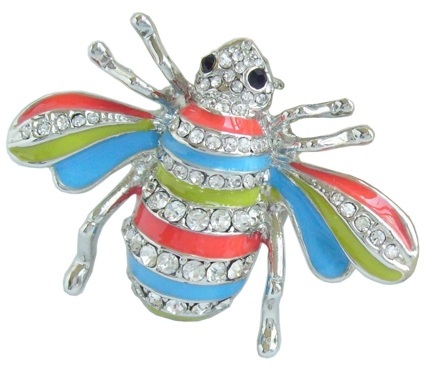 Sindary 2.16" Lovely Bee Honeybee Brooch Pin Austrian Crystal Pendant UKB0110 (Silver-Tone Multicolor)