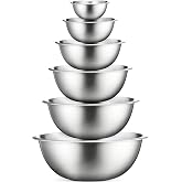 FineDine Stainless Steel Mixing Bowls Set, 6-Piece Metal Bowls | Stainless steel bowls, nesting design saves space, dishwashe