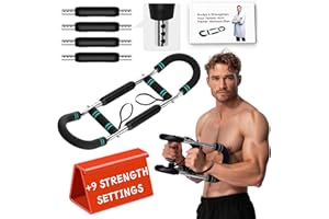 MACHRET Weekly Chest Arm Training Plan Included – 2025 Upgraded 9 Resistance Levels (20-140LBS) Adjustable Twister Trainer with 4 Springs & Workout Poster, Arm Workout for Men