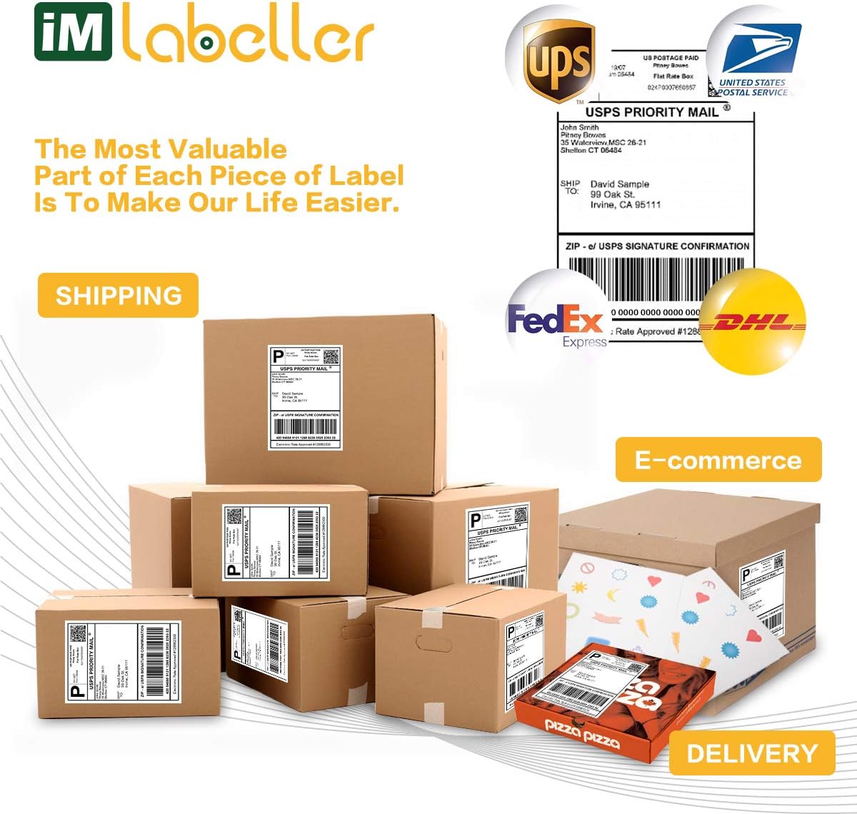 iMlabeller Full Size Label Sheets 8.5x11 Laser and Inkjet Full Page Label Shipping Labels, Printable Sticker Paper, 100 Sheets 100 Counts : Office Products