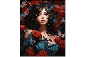 NiArt Paint by Numbers for Adults Beginners, DIY Paint by Numbers on Canvas for Kids,Oil Painting Kits for Gift Home Wall Decor,10 Brushes and Acrylic Paint,16x20 Inch,(Girl in Evening Gown, Unframed)