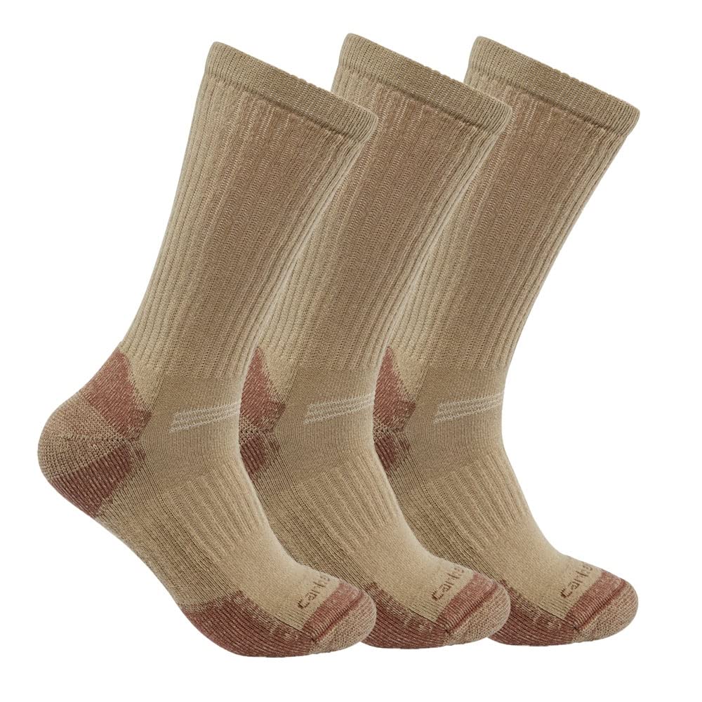 Photo 1 of Carhartt Men's SC6203M Lightweight Cotton Blend Crew Sock 3-Pack - Large - Khaki