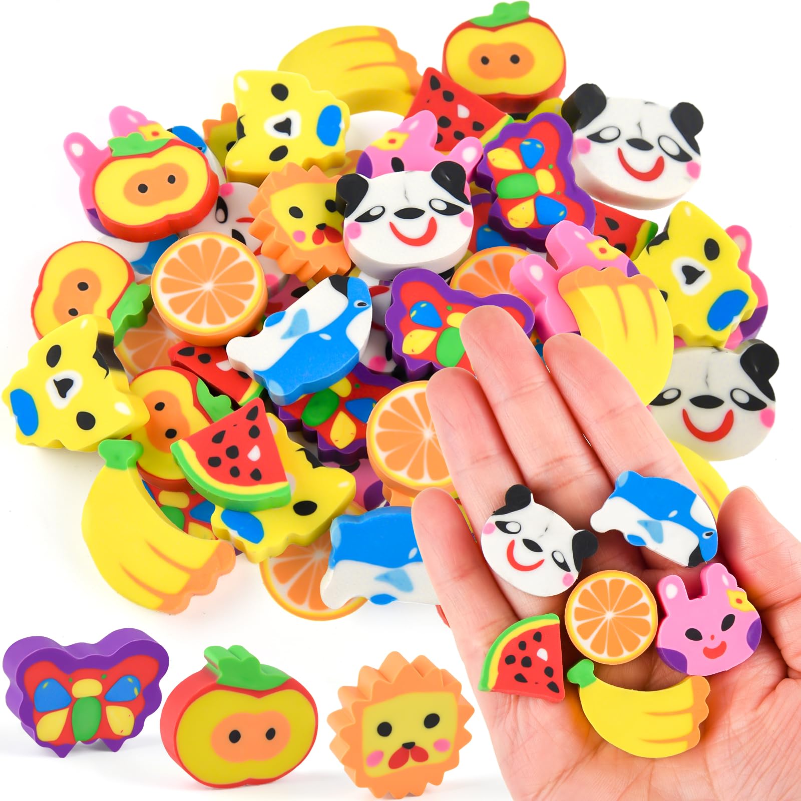 ASTARON 30 Pcs Rubbers Erasers Assortment Novelty Erasers for Party Favors, Kids and Animal Styles