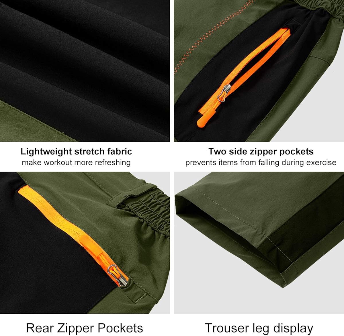 LTIFONE Mens Hiking Outdoor Athletic Pants, Quick-Dry Lightweight Waterproof with Zipper Pockets and Belt: Clothing