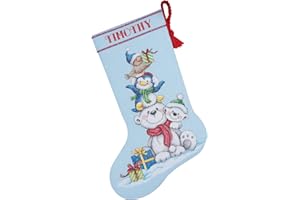 Dimensions Counted Cross Stitch 'Stack of Critters' Personalized Christmas Stocking Kit, 16"